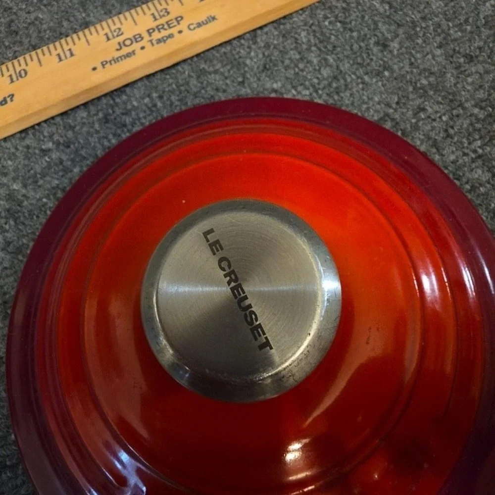 Le Creuset 18 Round‎ Lid Stainless Knob Flame Orange Enamel Cast Iron France